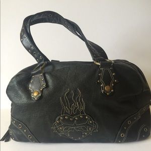 Black leather overnight bag